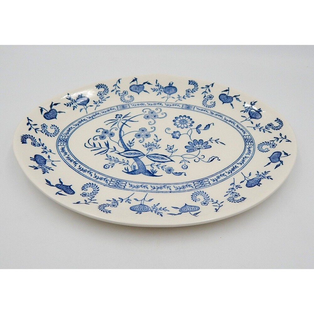 Blue Onion Pattern Serving Meat Platter 13 Inch Unmarked Scio Pottery